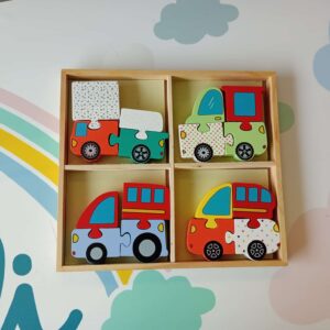 Gioco puzzle macchinine in legno